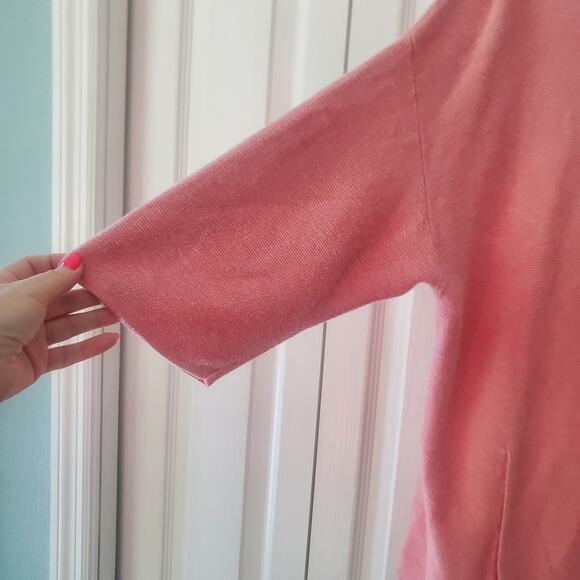 Pure Jill Powder Pink Cotton Wool Blend Ribbed Knit Boxy Casual Long Line Top - Picture 5 of 11